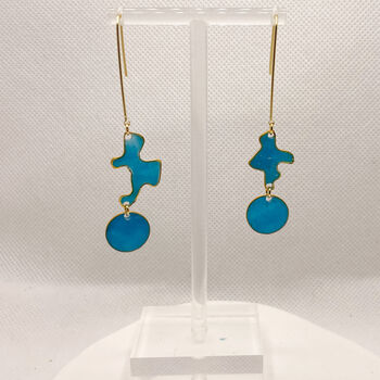 Abstract Drop Blue Statement Earrings, 6 of 9