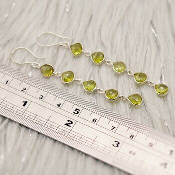 Peridot Long Drop Sterling Silver Earrings, 3 of 4