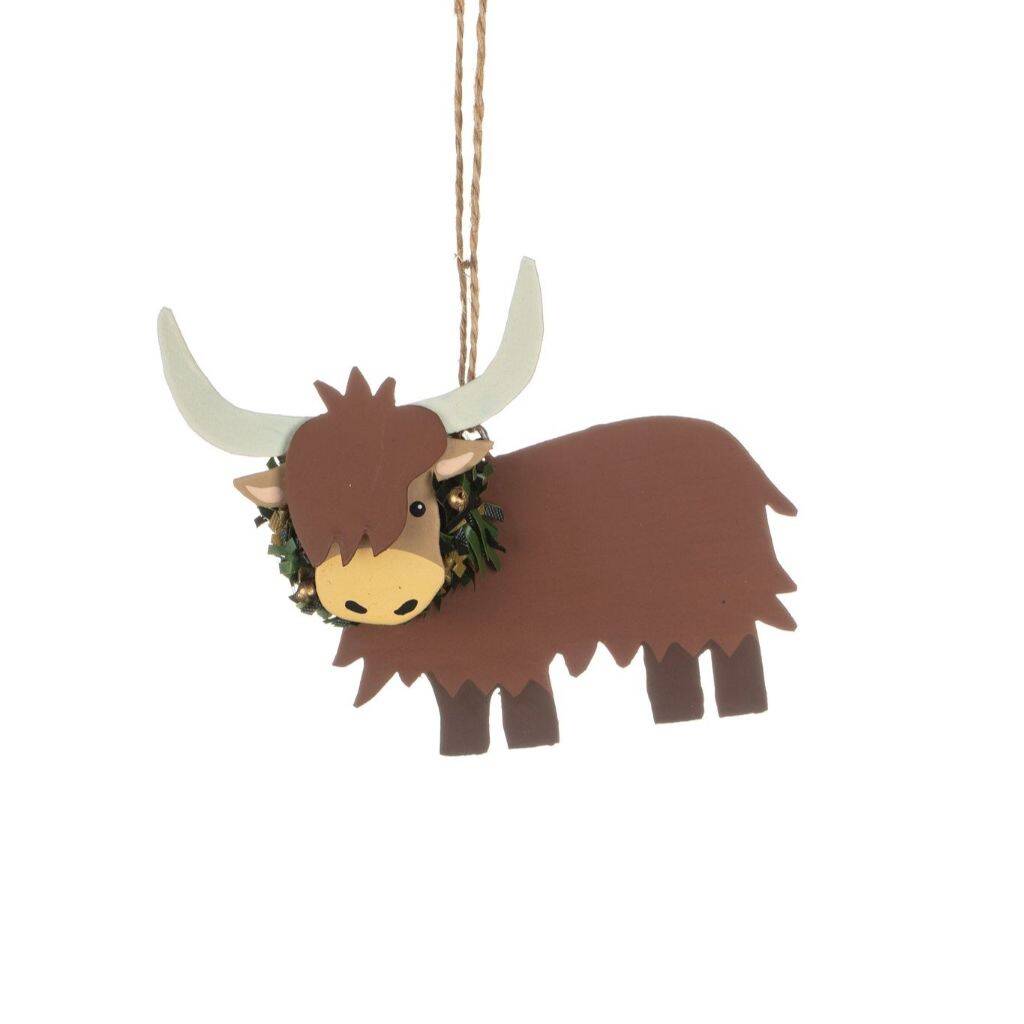 Christmas Highland Cow Hanging Decoration, 1 of 1