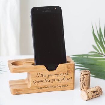 Personalised Valentine's Apple Watch And Phone Charging Dock, 2 of 5