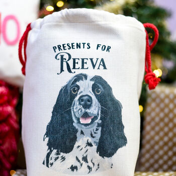 Hand Drawn Dog Christmas Present Sack Personalised, 9 of 9