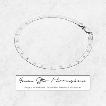 Star Herringbone Bracelet In Sterling Silver, 2 of 5