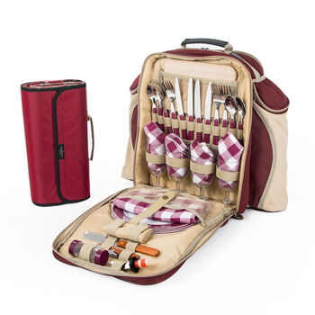 Deluxe Backpack Hamper And Picnic Blanket Mulberry Red, 5 of 6