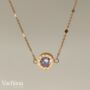 Circle Cubic Zirconia Roman Numeral Pendant Necklace, thumbnail 3 of 5