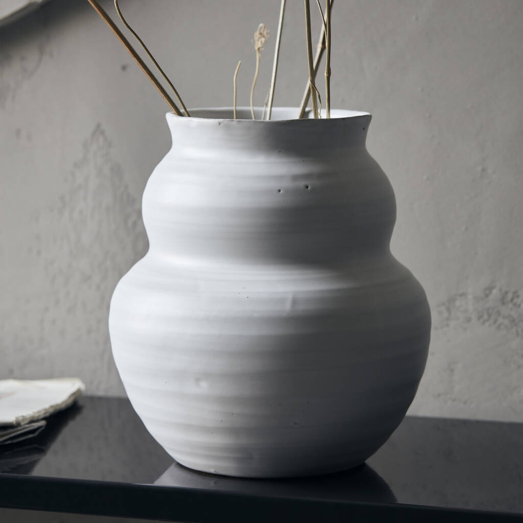 White Curved Vase By Marquis & Dawe