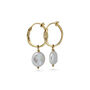 Pearl Gold Hoop Earrings, thumbnail 5 of 6