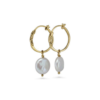 Pearl Gold Hoop Earrings, 5 of 6