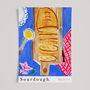 Sourdough Bread And Butter Table Scene Art Print Watercolour Pastel Poster, thumbnail 2 of 7