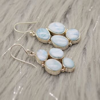 Larimar Drop Earrings: Sterling Silver Blue Gemstone, 4 of 12