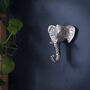 Silver Elephant Hook Trunk Down, thumbnail 1 of 2