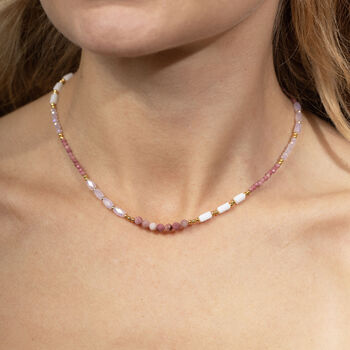 Pink Multi Gemstone Necklace, 2 of 2