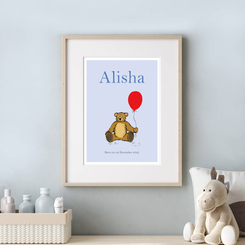 Traditional Bear Illustration Personalised Print, 1 of 2