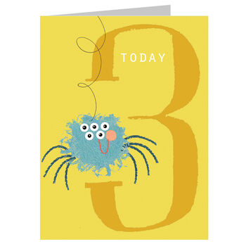 Mini Smiley Spider 3rd Birthday Card, 2 of 4