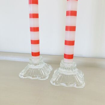 Pair Of Vintage Glass Candlesticks, 2 of 4