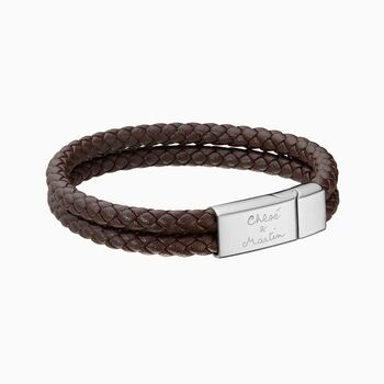 Men's Personalised Double Leather Bracelet, 5 of 7