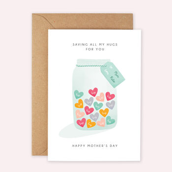 Personalised 'Jar Of Hugs' Lockdown Mother's Day Card, 2 of 5