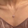 Rose Quartz 18k Rose Gold Plated Square Necklace, thumbnail 1 of 4