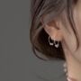 Sterling Silver Geometric Bead Small Hoop Earrings, thumbnail 2 of 5