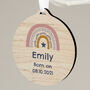 Personalised Pink Rainbow Round Wooden Decoration, thumbnail 3 of 4