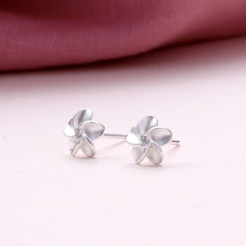 Sterling Silver Forget Me Not Flower Earrings Studs, 7 of 7