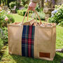 Personalised Natural Jute And Tartan Log Bag, thumbnail 1 of 7