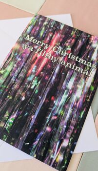 Merry Christmas Ya Filthy Animal – Sparkly Christmas Card – Blank Inside, 2 of 3