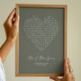 Personalised Song Lyrics Heart Print, Favourite Song Gift, thumbnail 2 of 7