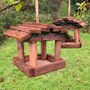 Set Of Two Natural Hanging Wooden Bird Table Feeders, thumbnail 1 of 9