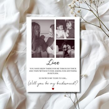 Personalised Bridesmaid Proposal Photo Card, Maid Of Honour Proposal Card, 6 of 6
