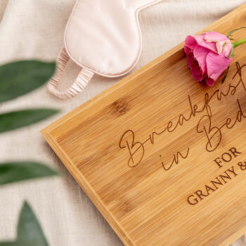 Personalised Engraved Bamboo Breakfast Tray, 2 of 4
