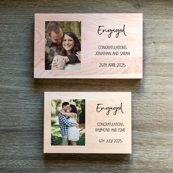 Personalised Wood Photo Block Engagement Gift, 3 of 5