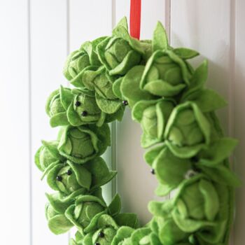 Brussels Sprout Felt Christmas Wreath, 2 of 4