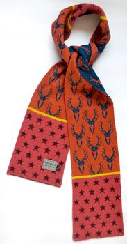 Scottish Stag Head Lambswool Knitted Scarf, 9 of 10