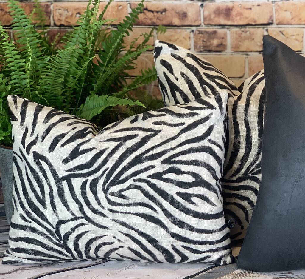 Zebra Print Linen Mix Cushion, 1 of 12