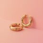 Zero Waste Pink Floral Chunky Gold Hoop Earrings, thumbnail 1 of 5