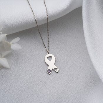 'Strength And Hope' Birthstone Ribbon Necklace, 4 of 11