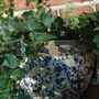 Blue And White Aged Ceramic Half Moon Garden Wall Planter Plant Pot, thumbnail 2 of 5