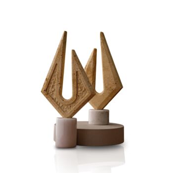 Set Of Two Travertine Prism Sculptures, 2 of 2