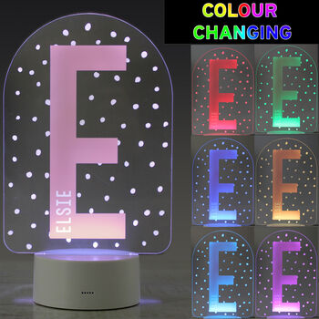 Personalised Initial LED Colour Changing Night Light, 3 of 6