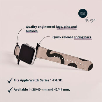White Swirl Lines Vegan Leather Apple Watch Band, 4 of 7