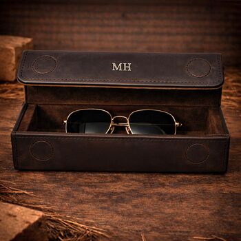 Personalised Genuine Leather Eyeglasses Case Portable Holder For Sunglasses And Reading Glasses, 4 of 8