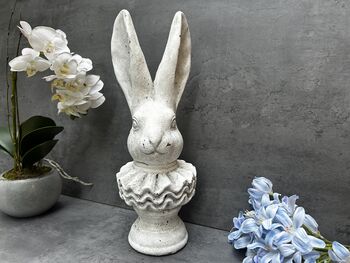 37cm Off White Stone Effect Rabbit Bust Statue Ornament, 8 of 12