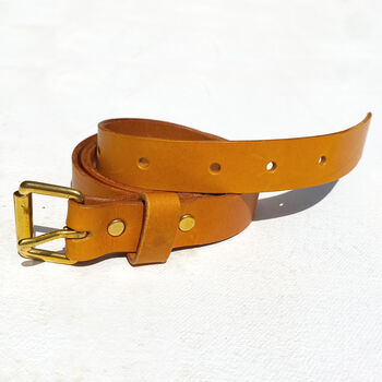 Skinny Italian Leather Belt In Turmeric Yellow, 2 of 6
