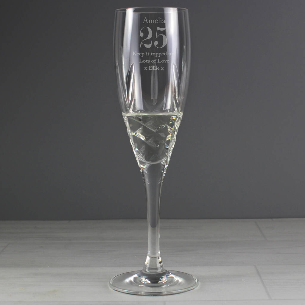 Personalised Big Age Cut Crystal Champagne Flute, 1 of 6