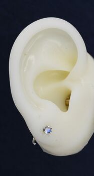 Moonstone Huggie Hoop Earrings, 6 of 11
