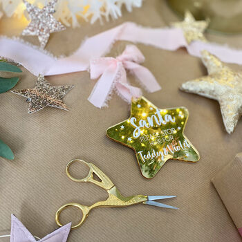 Personalised Santa Stop Here Christmas Tree Decoration, 4 of 7