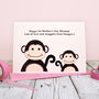 'Monkeys' 1st Birthday Or Mothers Day As My Mummy Card, thumbnail 1 of 5