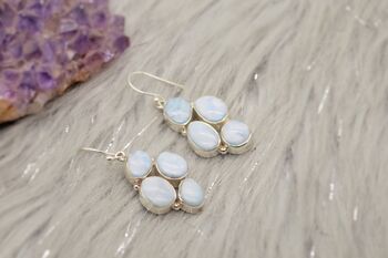 Larimar Drop Earrings: Sterling Silver Blue Gemstone, 10 of 12