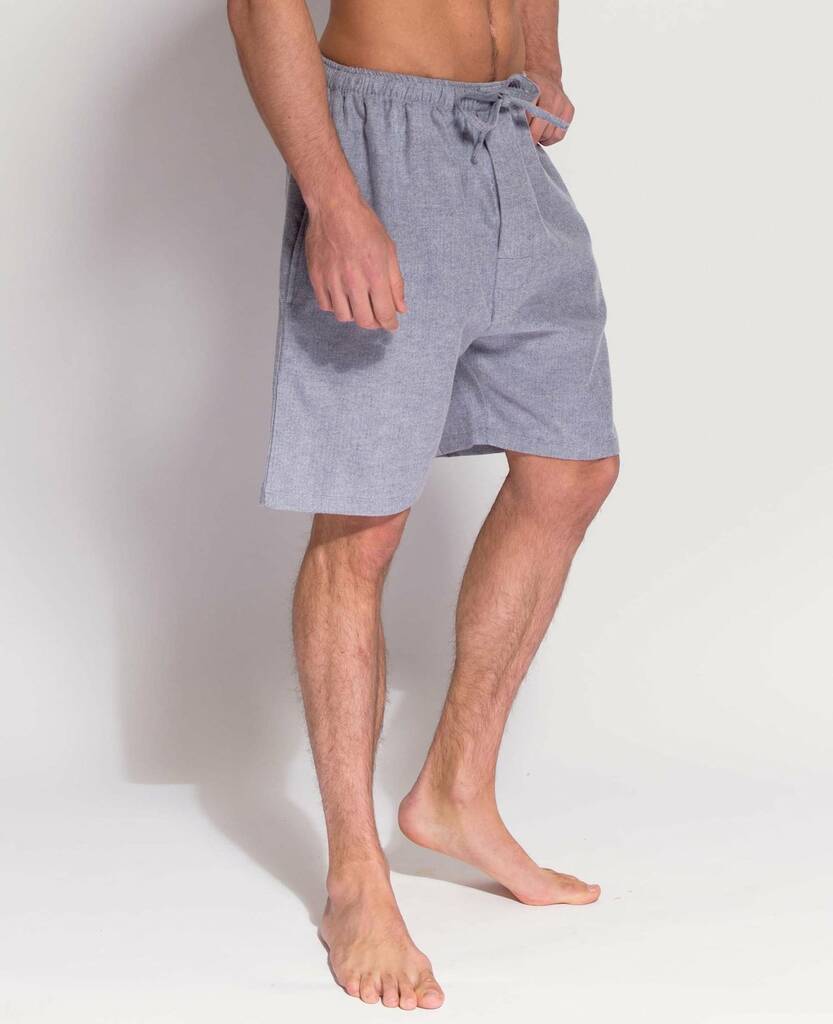 Men's Ash Grey Herringbone Brushed Cotton Shorts By BRITISH BOXERS ...
