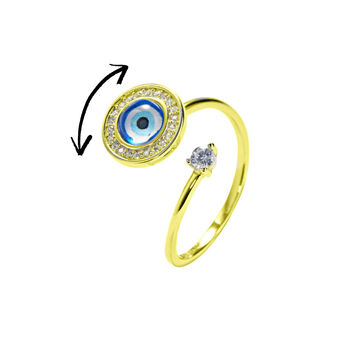 Evil Eye Fidget Spinner Friendship Gold Plated Ring, 2 of 4